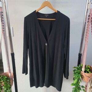 JJill Wearever Collection Soft Black Long Sleeve Cardigan With Buttoon. Size L.